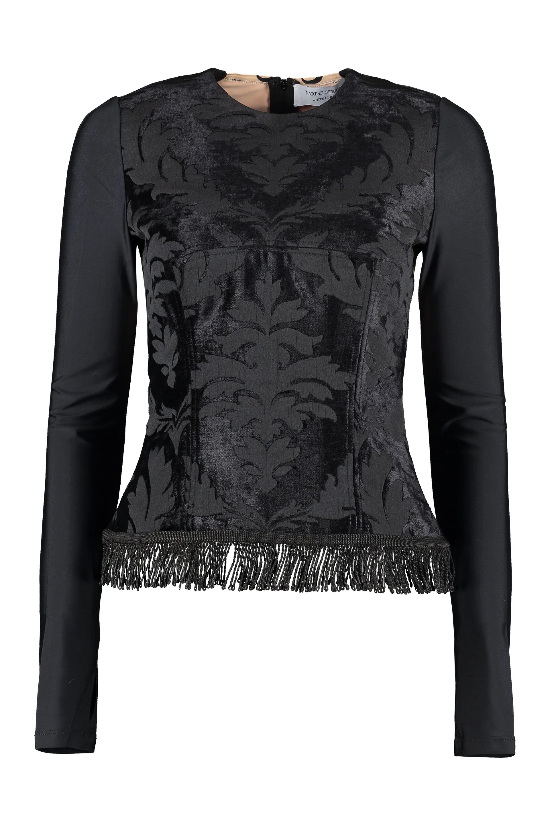 Marine Serre Pattern Jacquard Fringed Edge Top