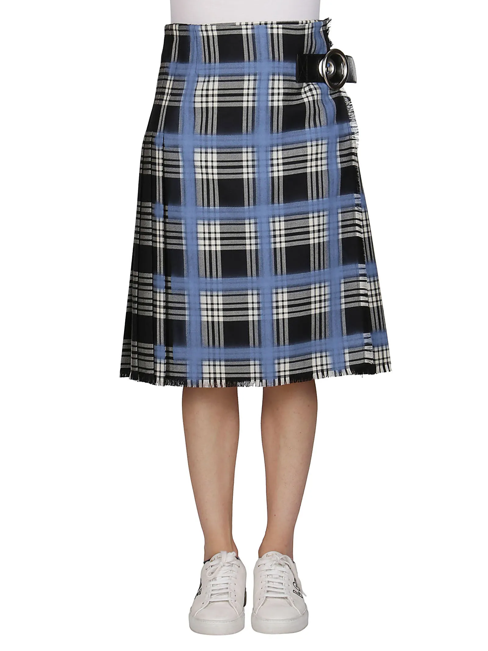 Marni Check Pleated Wrap Midi Skirt