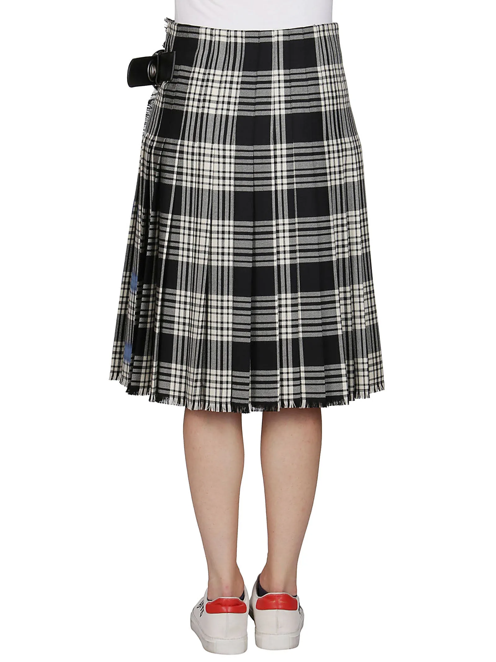 Marni Check Pleated Wrap Midi Skirt