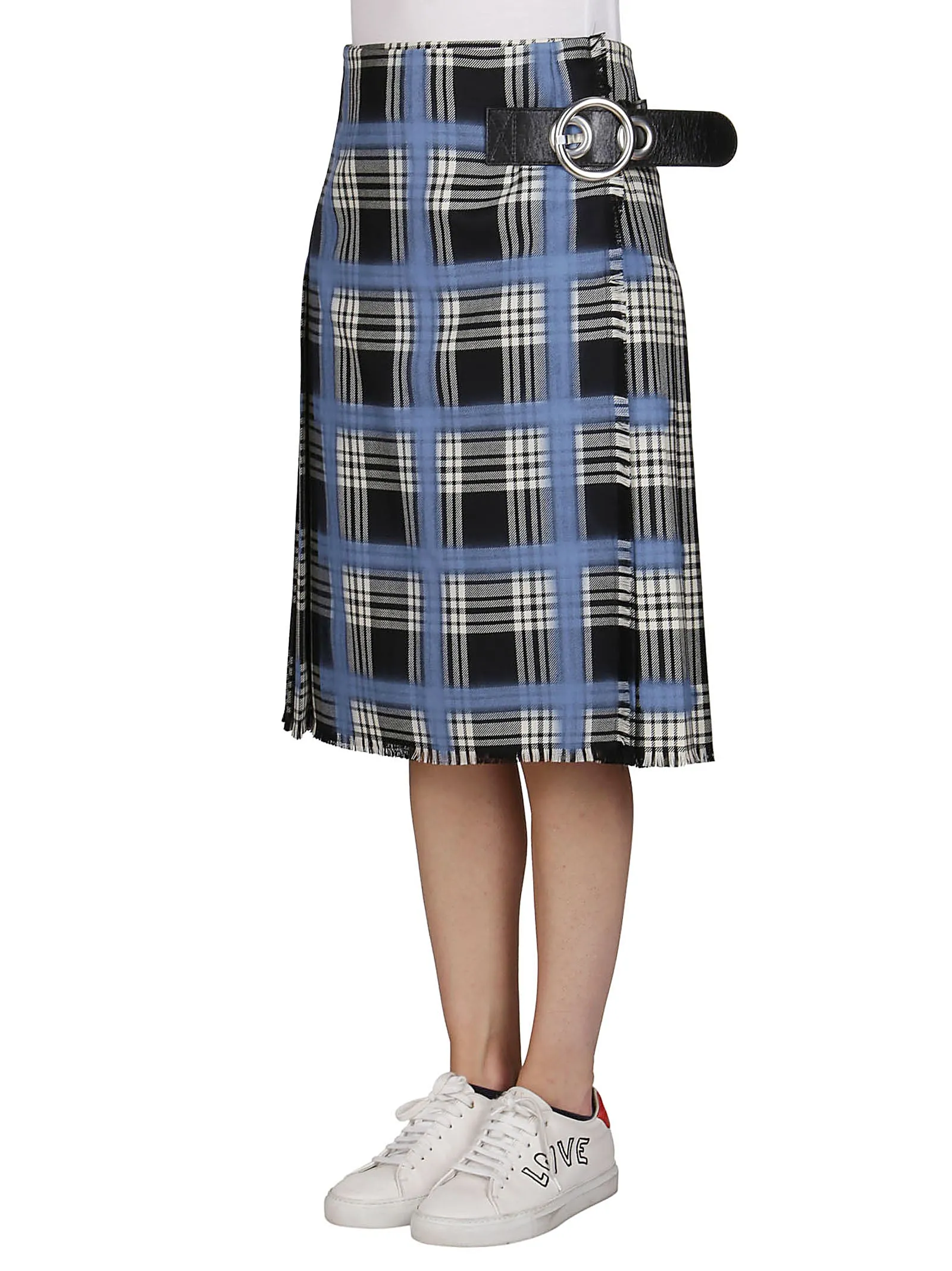 Marni Check Pleated Wrap Midi Skirt