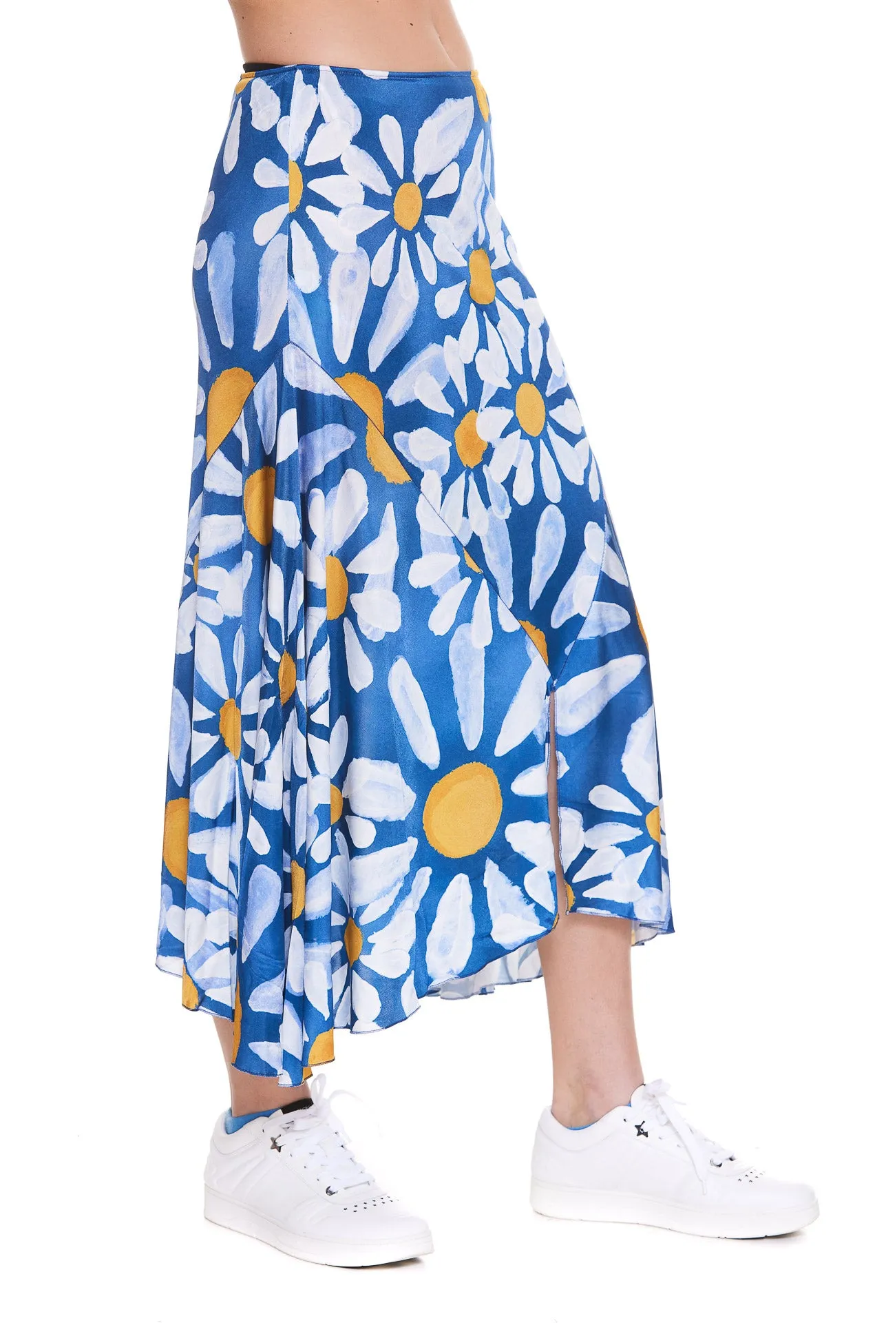 Marni Floral-Printed Asymmetric Hem Midi Skirt