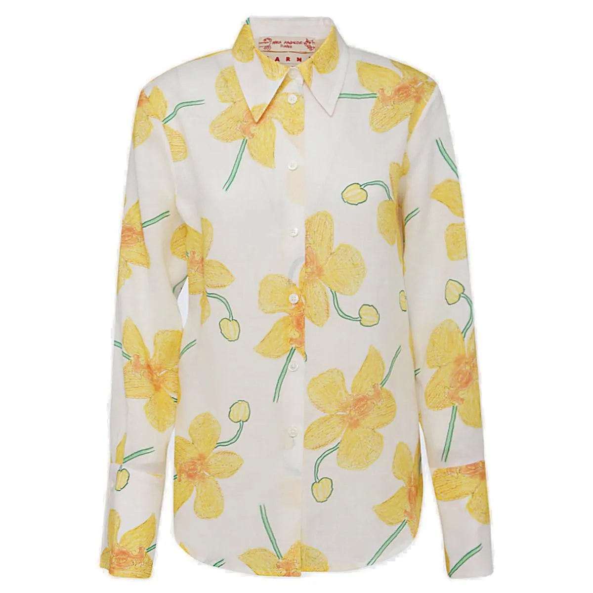 Marni Floral Printed Curved Hem Shirt