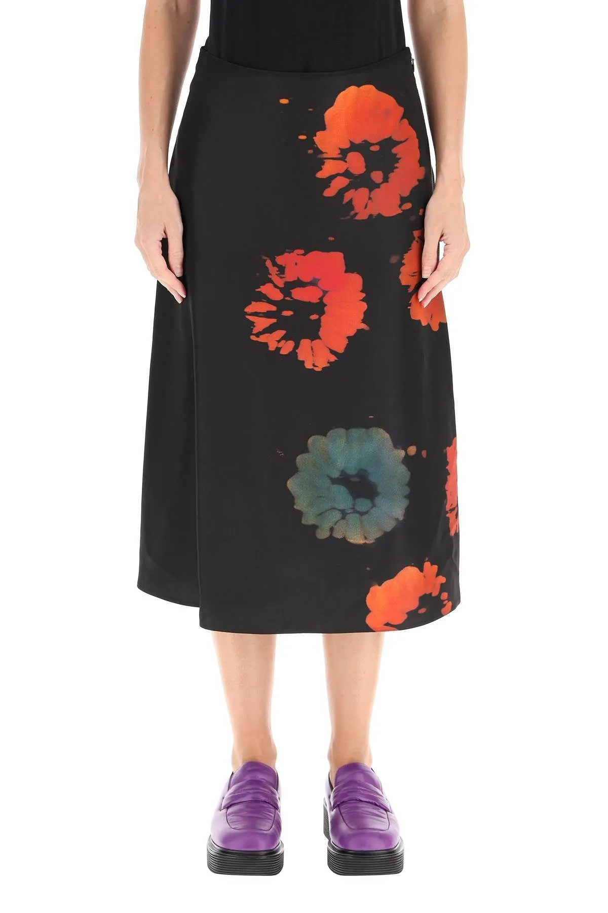 Marni High Waist Floral-Print Midi Skirt