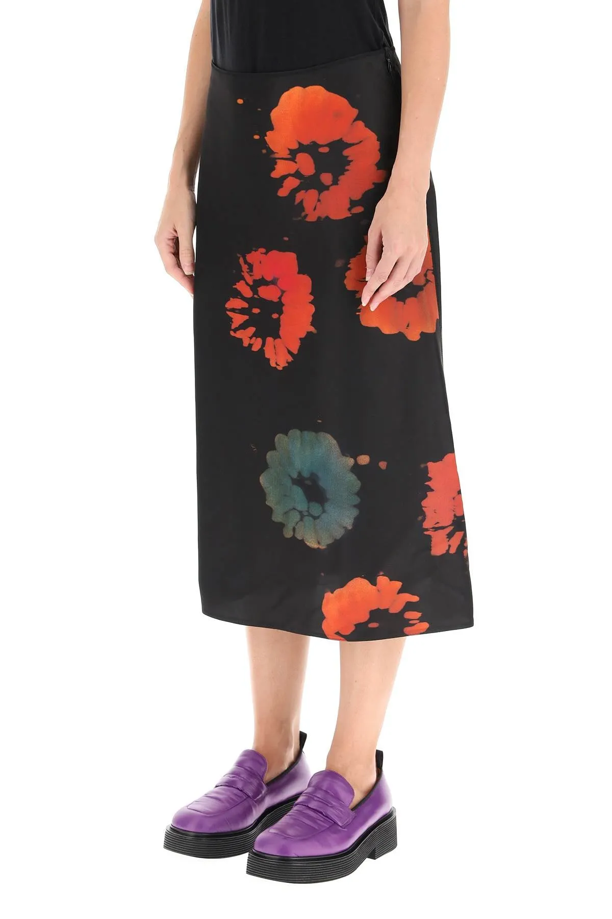 Marni High Waist Floral-Print Midi Skirt