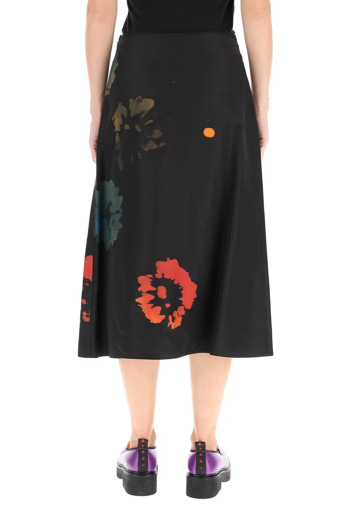Marni High Waist Floral-Print Midi Skirt