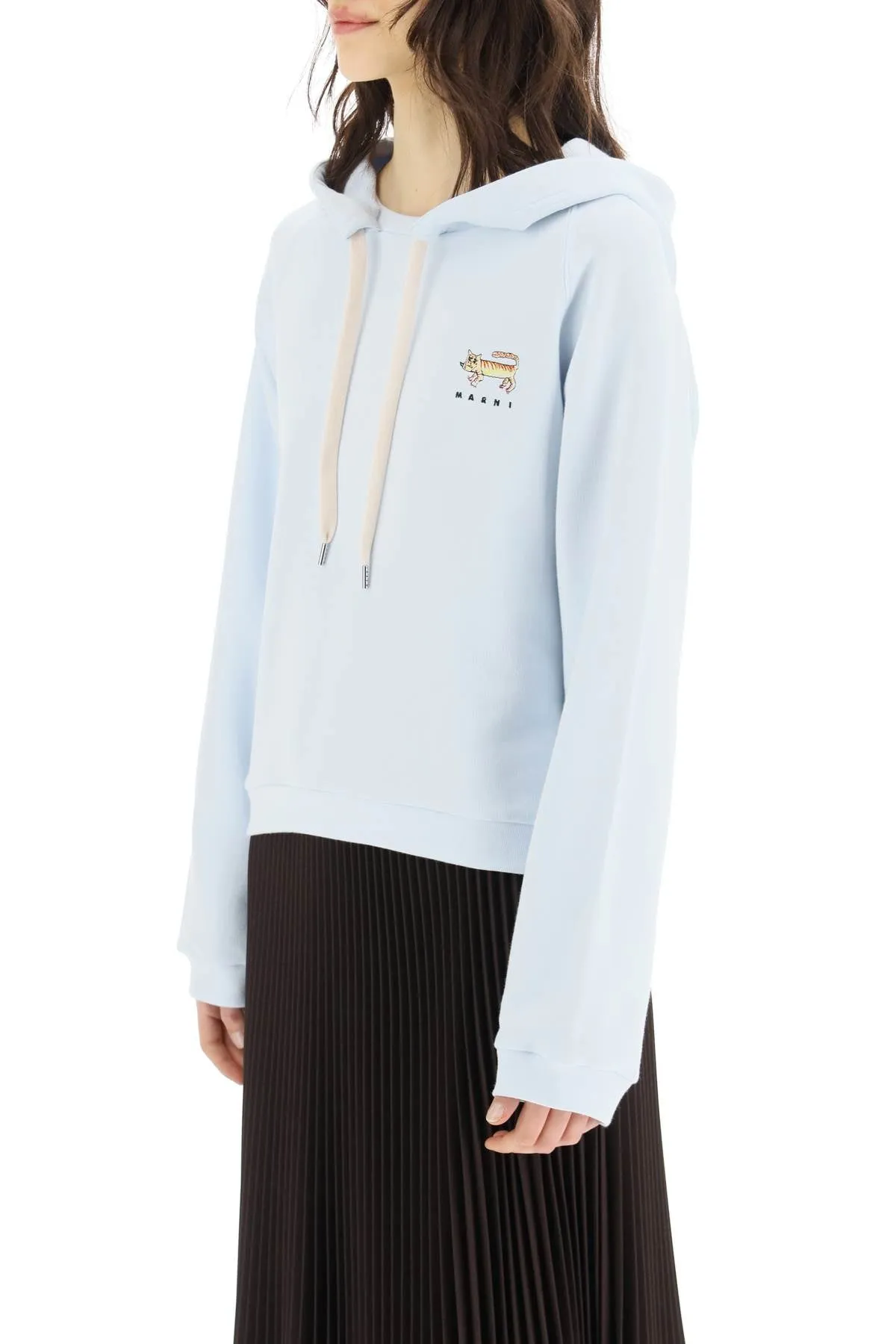 Marni Naif Tiger Print Drawstring Hoodie