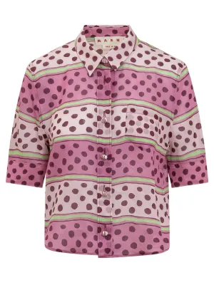 Marni Polka-Dot Printed Short-Sleeved Shirt