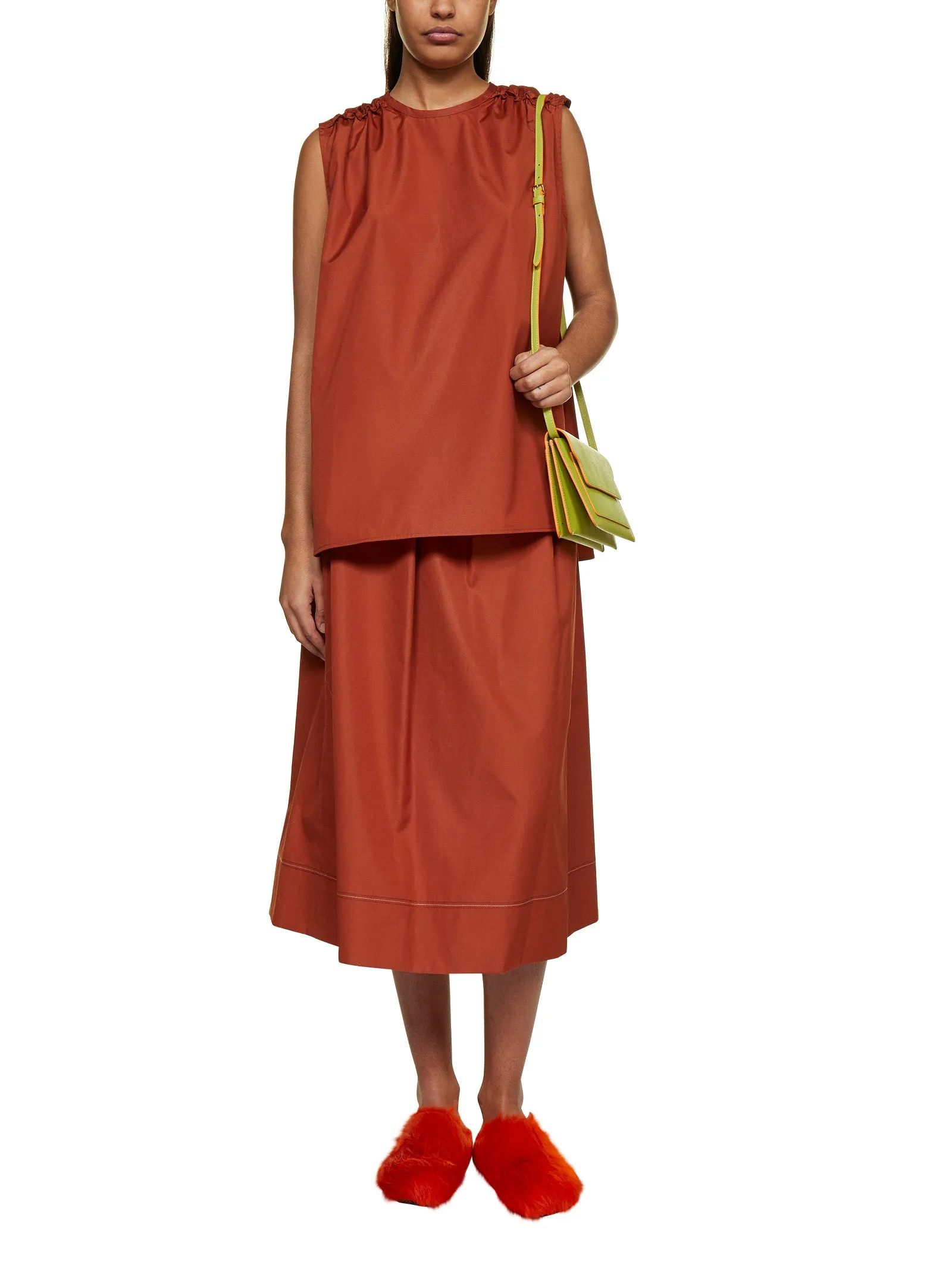 Marni Ruffled Detail Crewneck Sleeveless Top