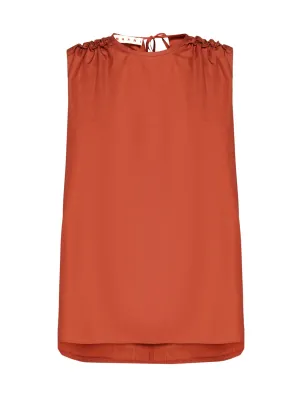 Marni Ruffled Detail Crewneck Sleeveless Top