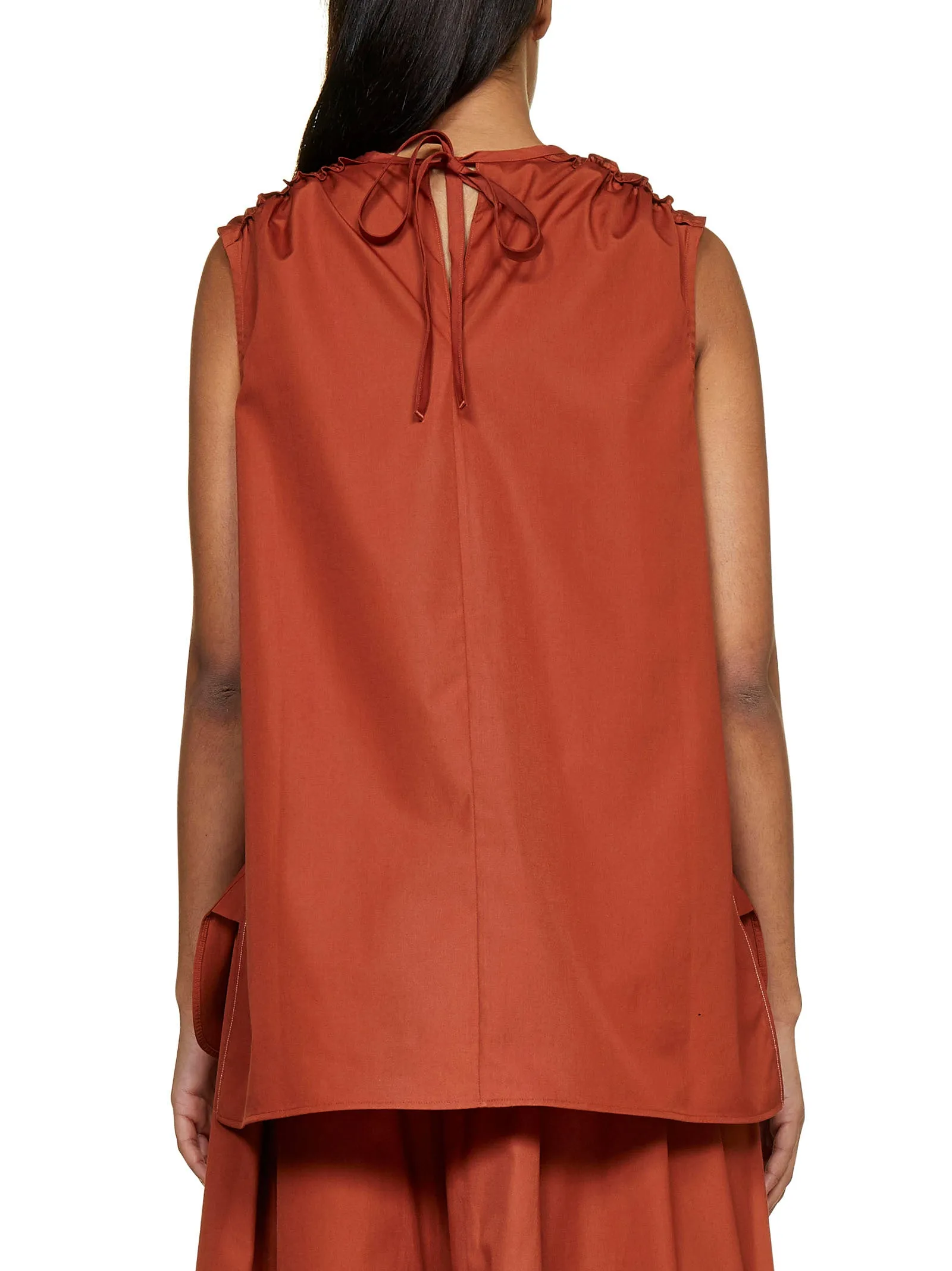 Marni Ruffled Detail Crewneck Sleeveless Top