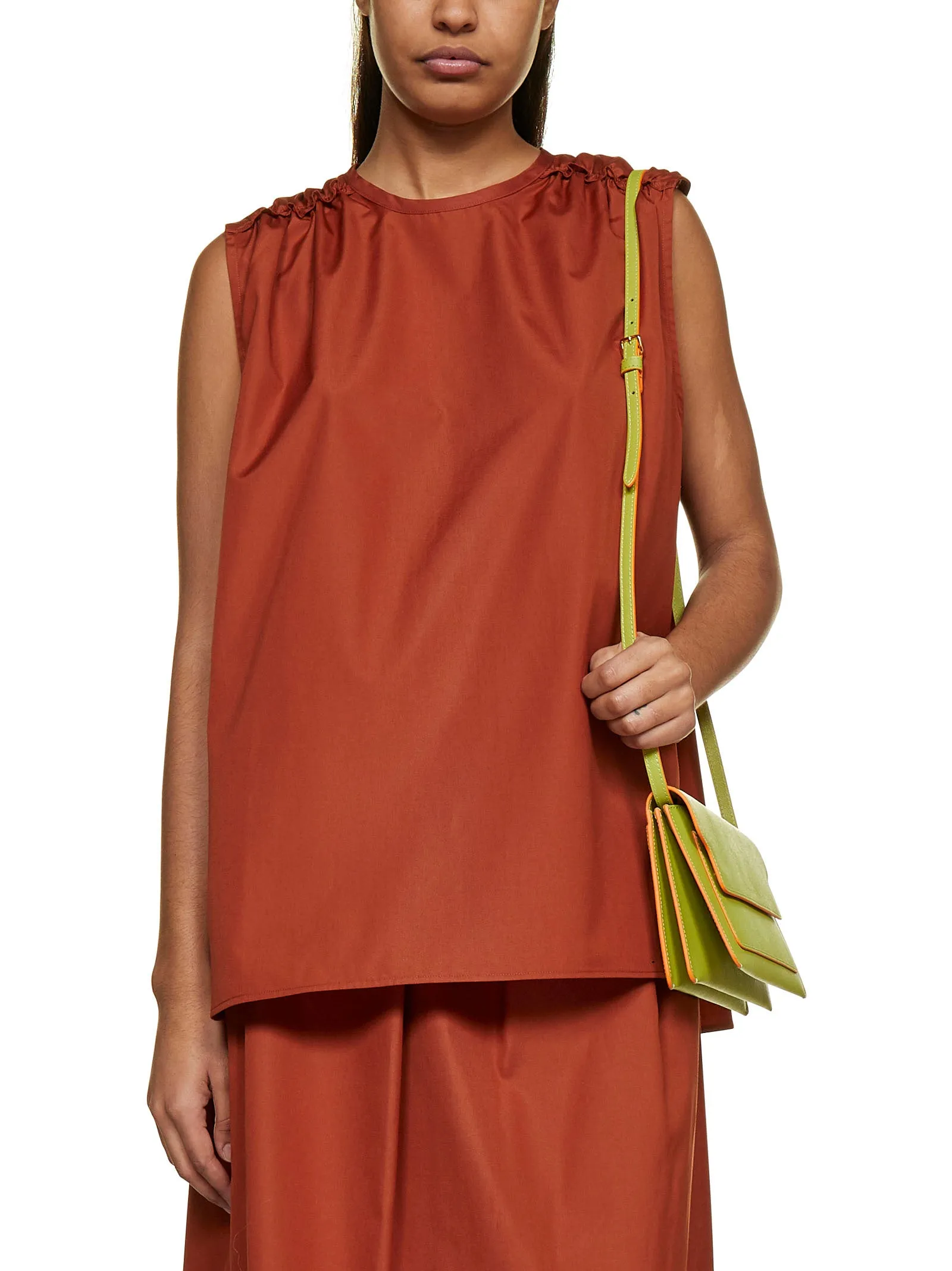 Marni Ruffled Detail Crewneck Sleeveless Top