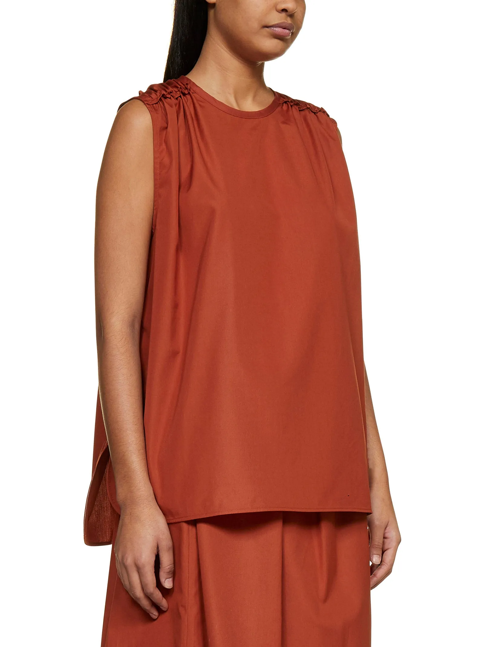 Marni Ruffled Detail Crewneck Sleeveless Top