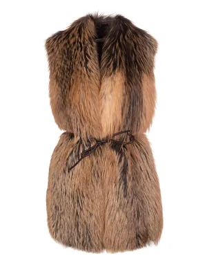 Max Mara Belted Fur Sleeveless Jacket