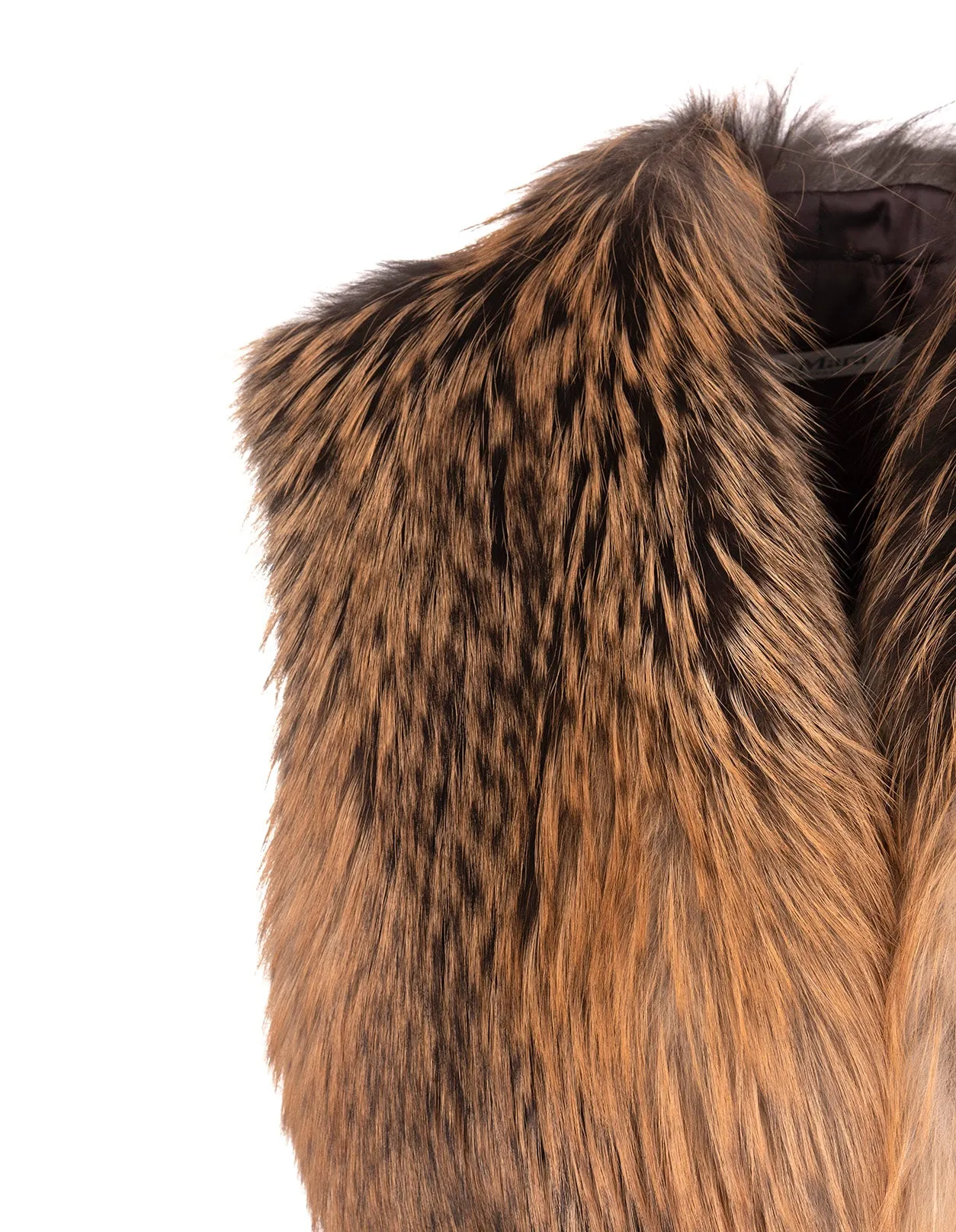 Max Mara Belted Fur Sleeveless Jacket