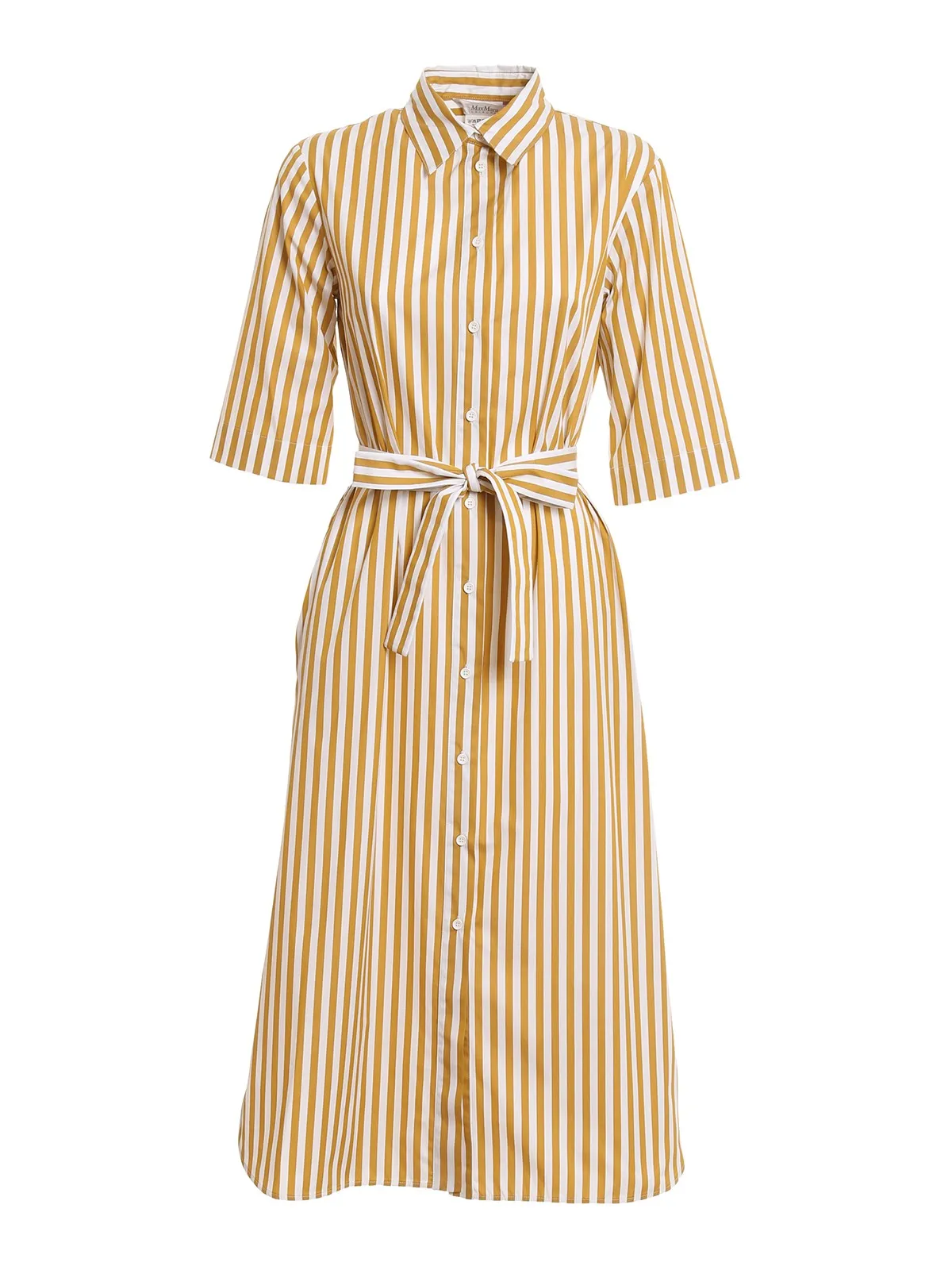 Max Mara Striped Belted Shirt Dresses