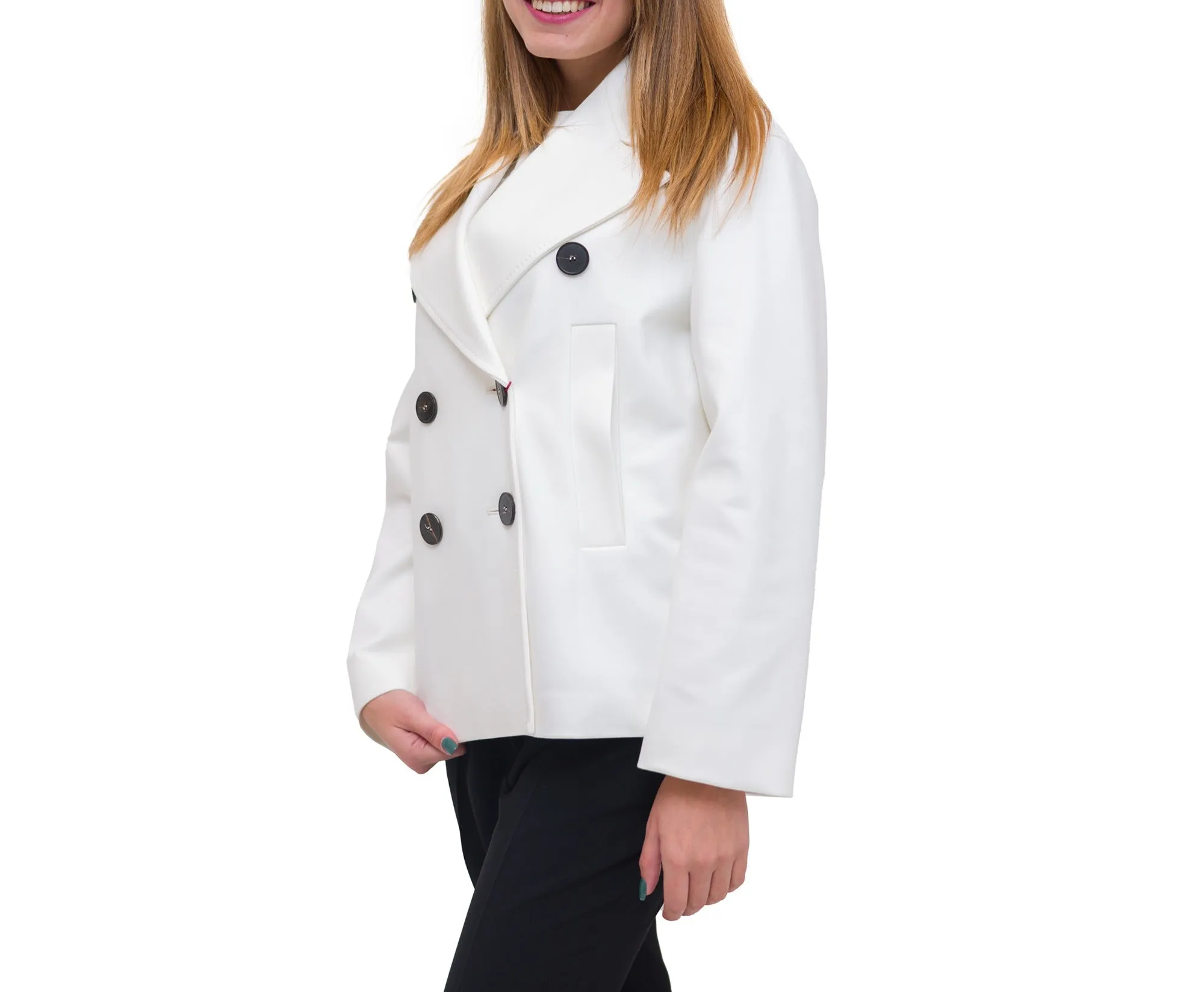Max Mara Studio Double-Breasted Jersey Pea Coat