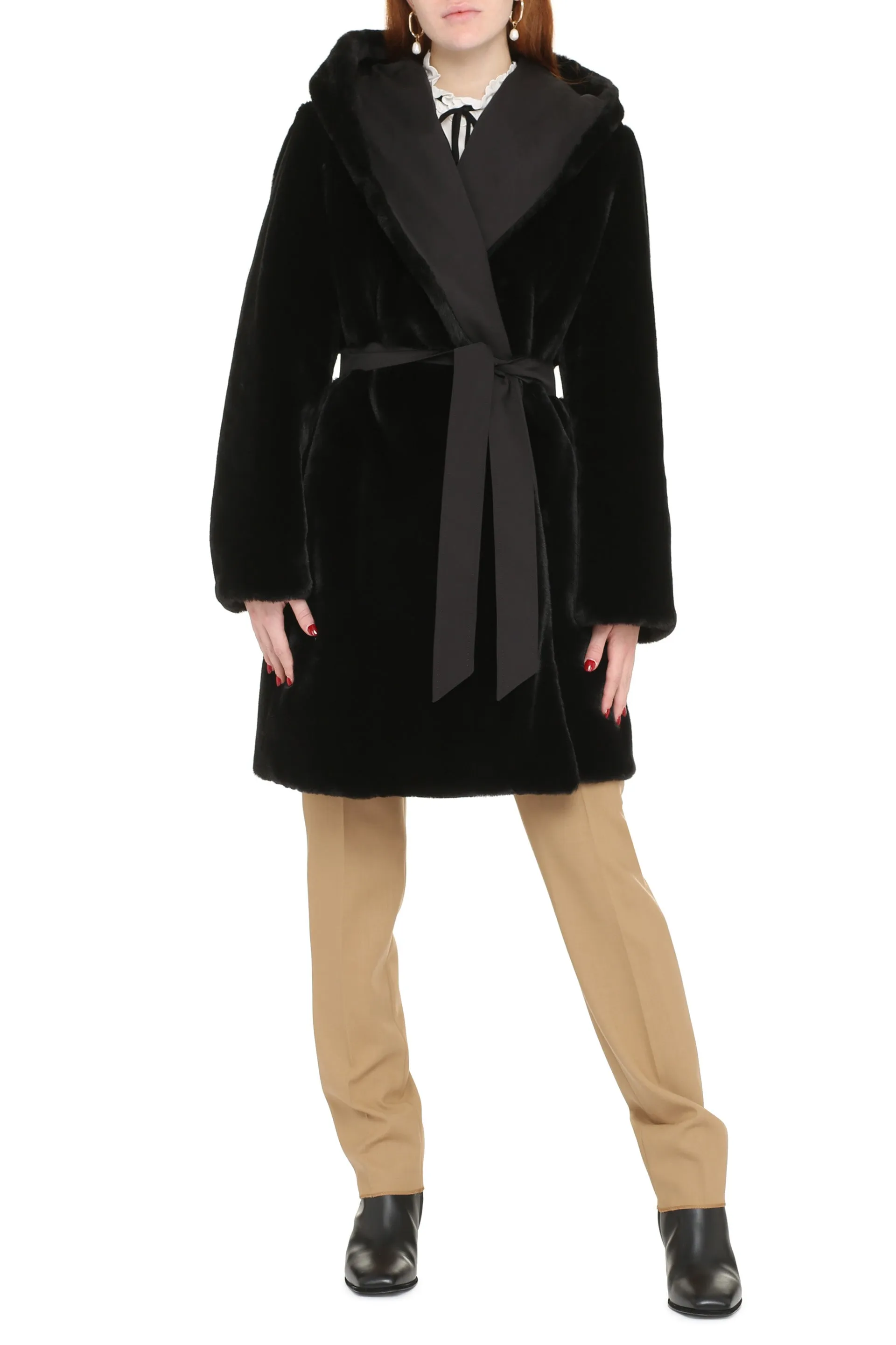 Max Mara Studio Felice Belted Long-Sleeved Coat