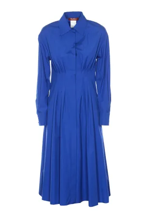 Max Mara Studio Pleated Poplin Midi Shirt Dress