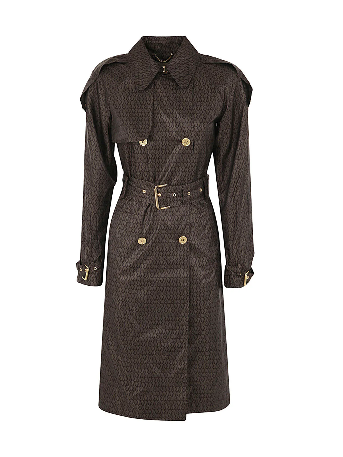 Michael Michael Kors All-Over Logo Belted Trench Coat