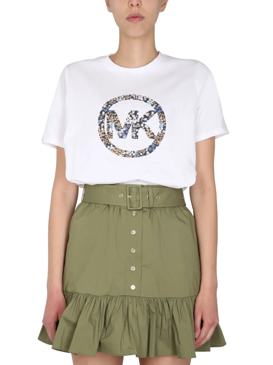 Michael Michael Kors Floral Logo Print T-Shirt