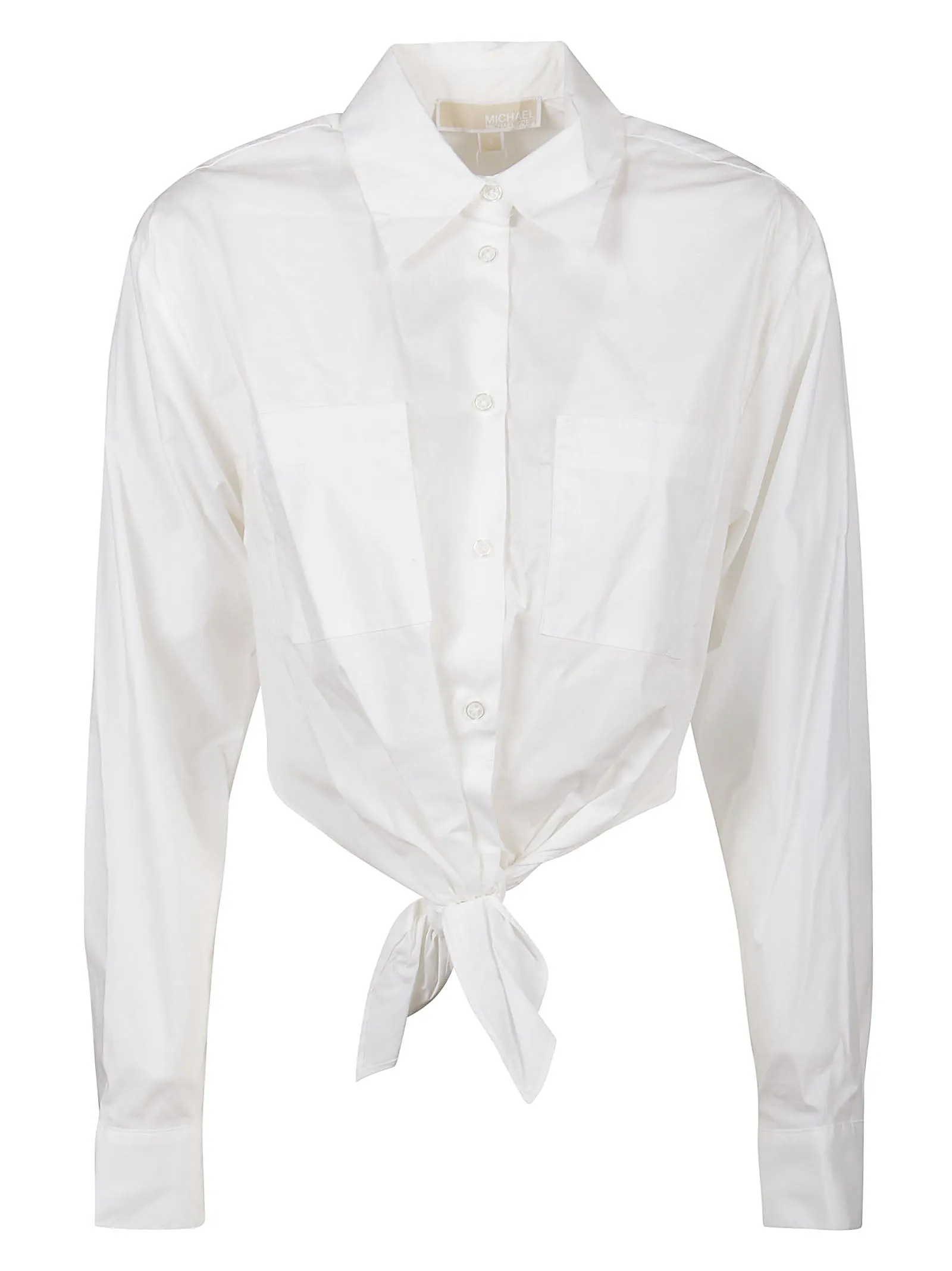 Michael Michael Kors Poplin Tie-Front Cropped Shirt