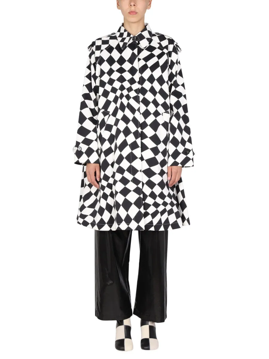 MM6 Maison Margiela Back Logo Print Checked Coat