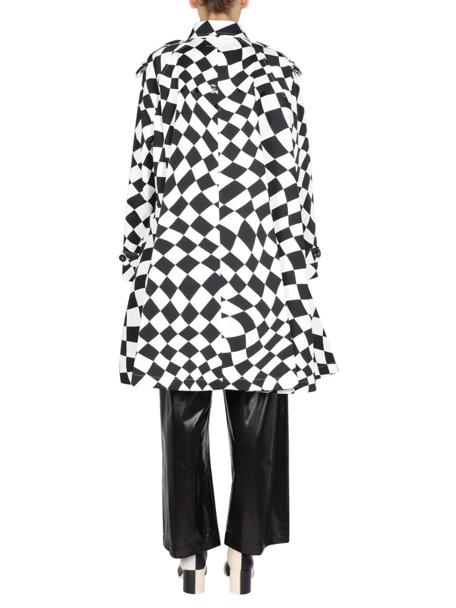 MM6 Maison Margiela Back Logo Print Checked Coat