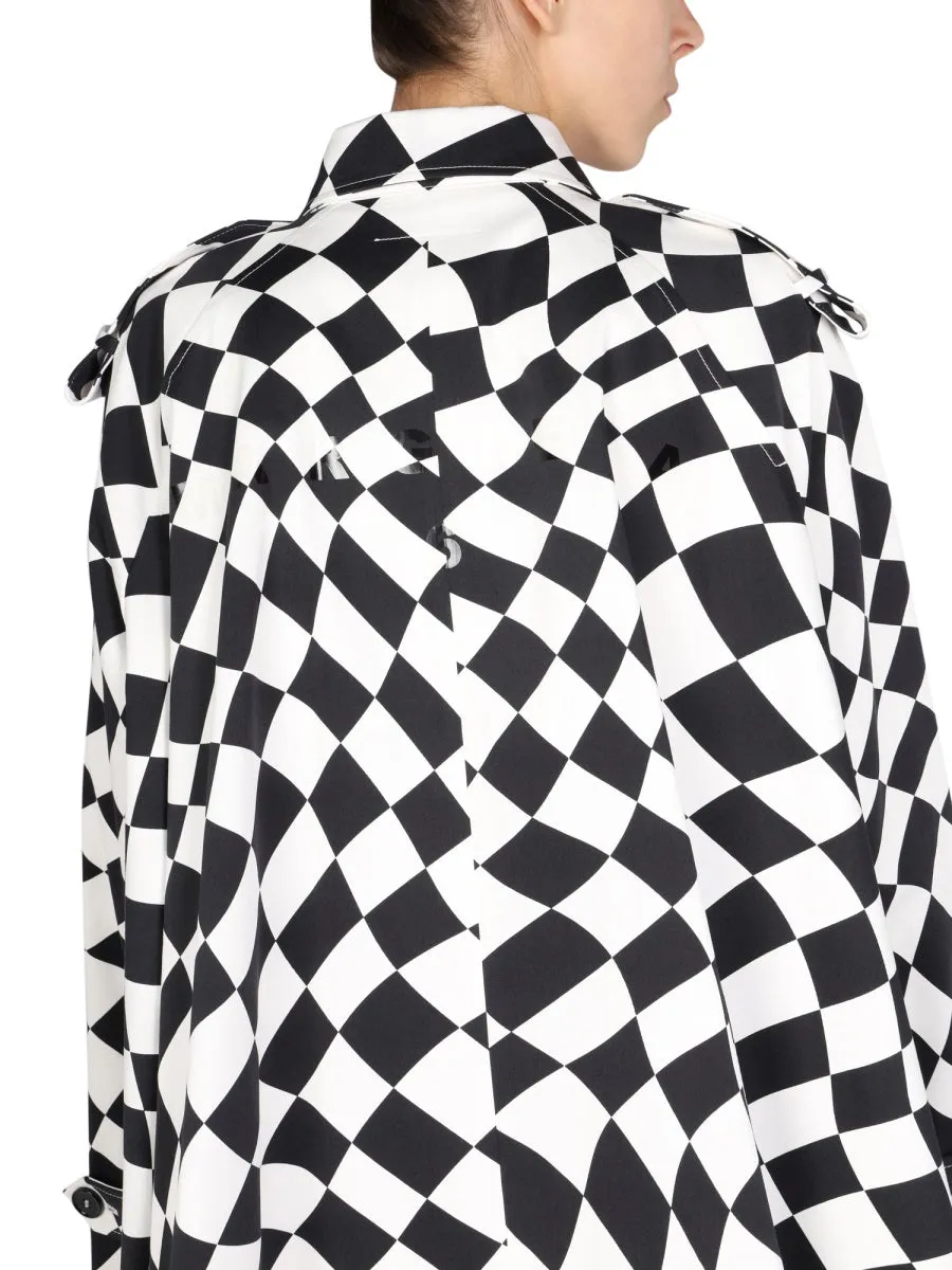 MM6 Maison Margiela Back Logo Print Checked Coat