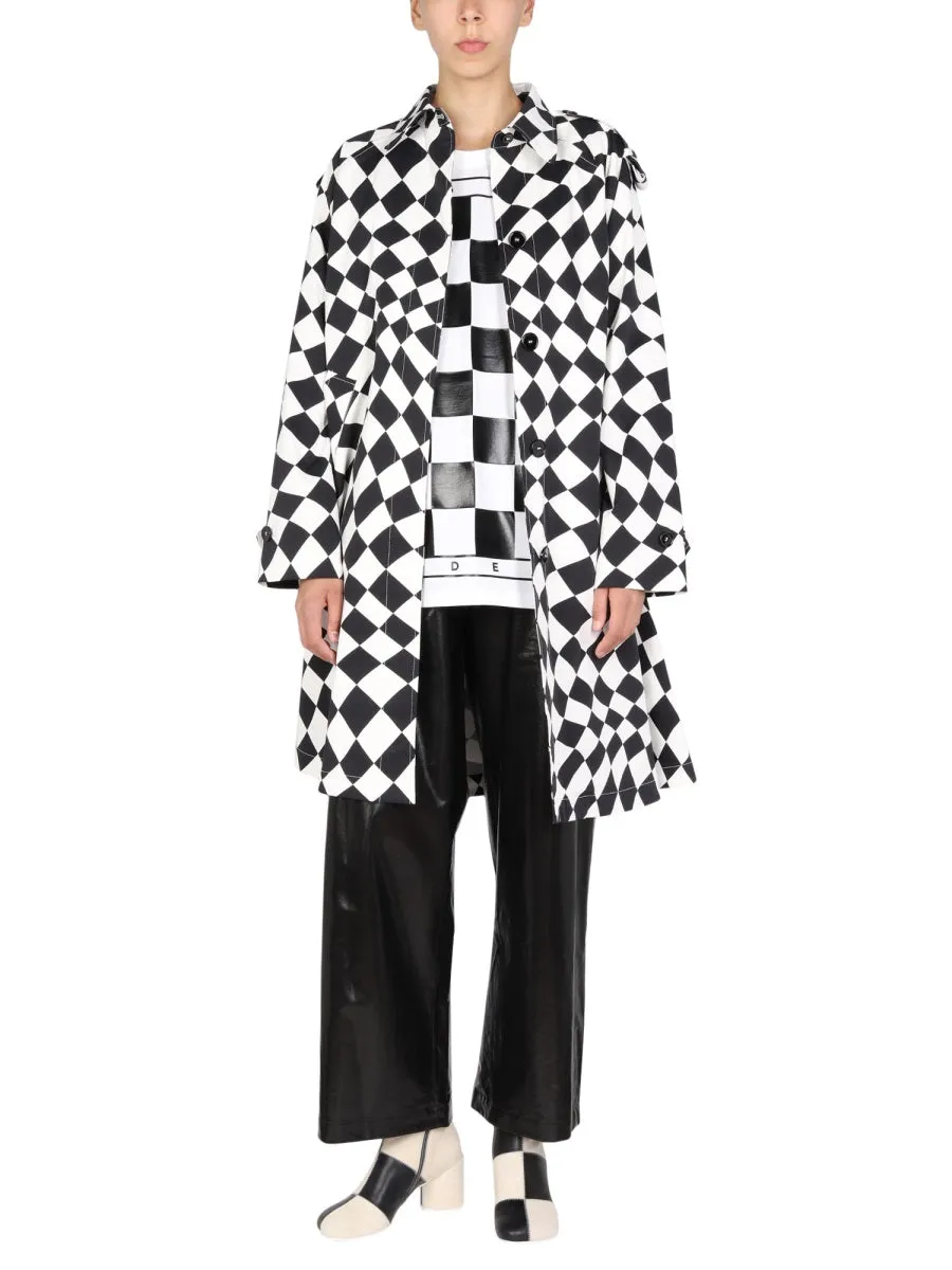 MM6 Maison Margiela Back Logo Print Checked Coat