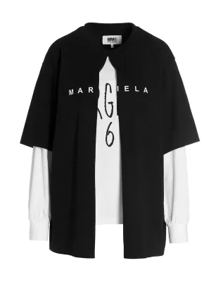 MM6 Maison Margiela Layered Logo Printed T-Shirt