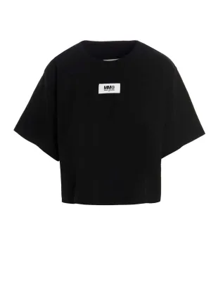 MM6 Maison Margiela Logo Patch Cropped T-Shirt