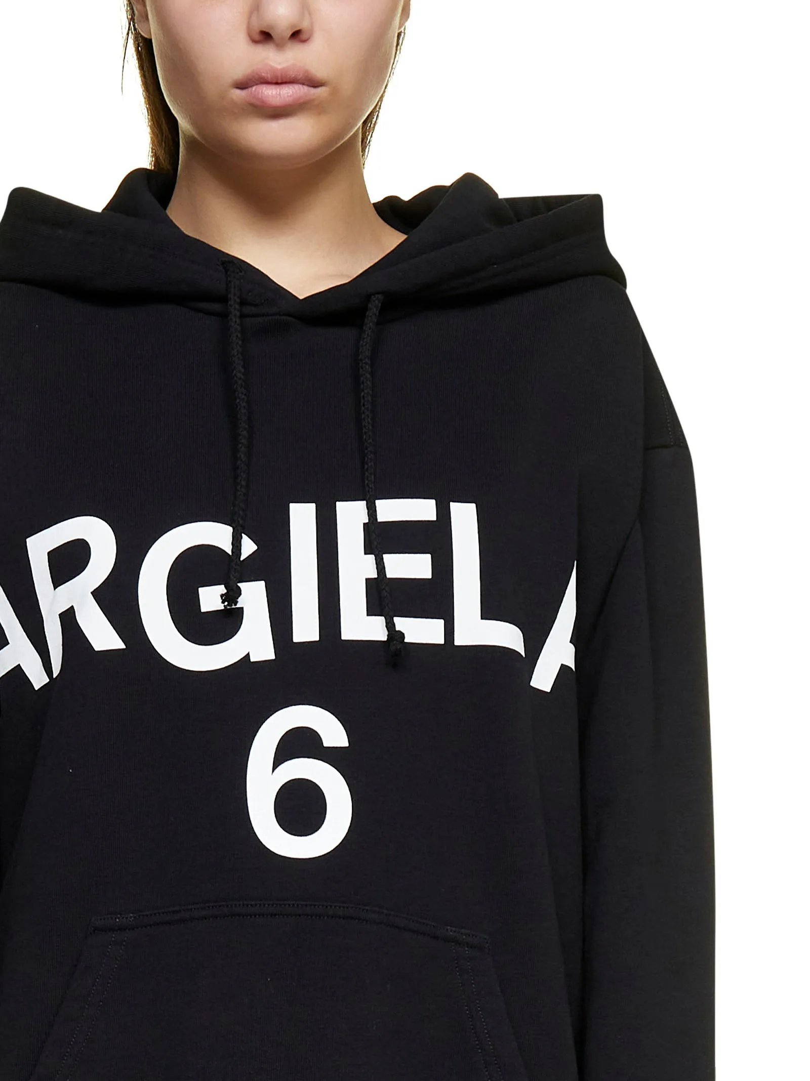 MM6 Maison Margiela Logo Printed Drawstring Hoodie