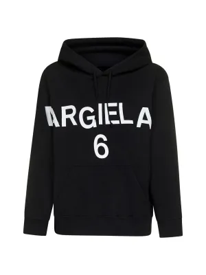 MM6 Maison Margiela Logo Printed Drawstring Hoodie