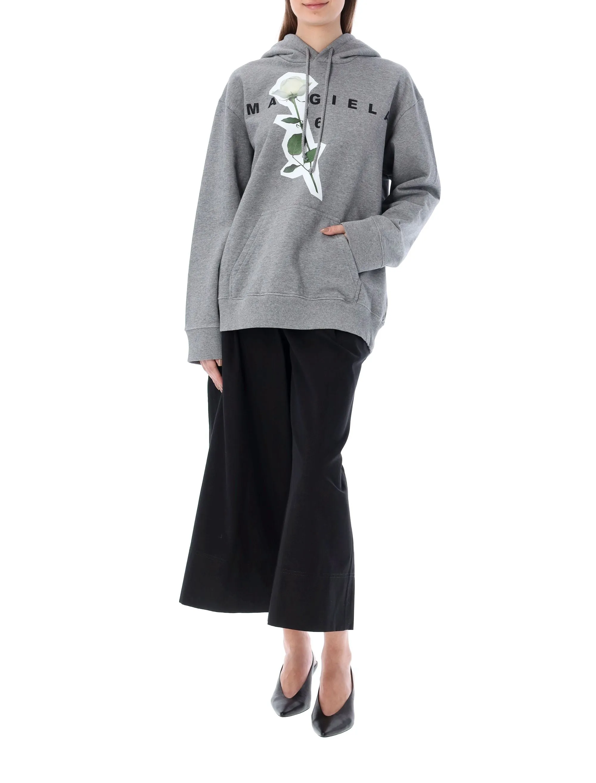 MM6 Maison Margiela Logo Printed Drawstring Hoodie