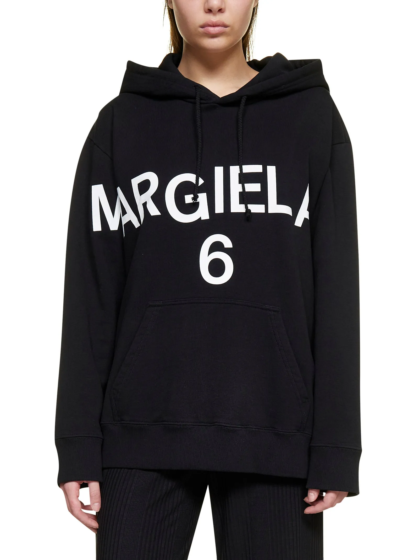 MM6 Maison Margiela Logo Printed Drawstring Hoodie