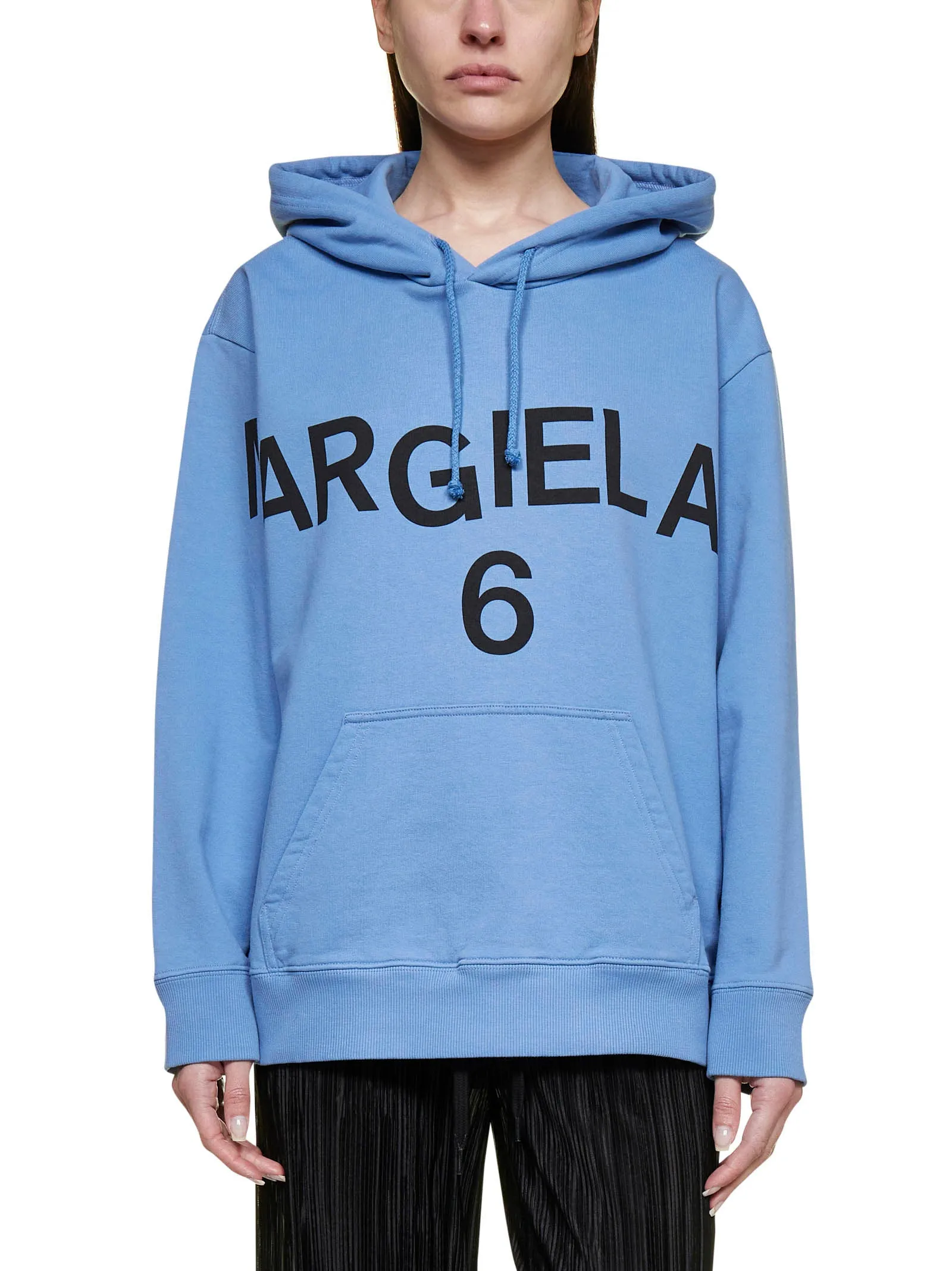 MM6 Maison Margiela Logo Printed Drawstring Hoodie