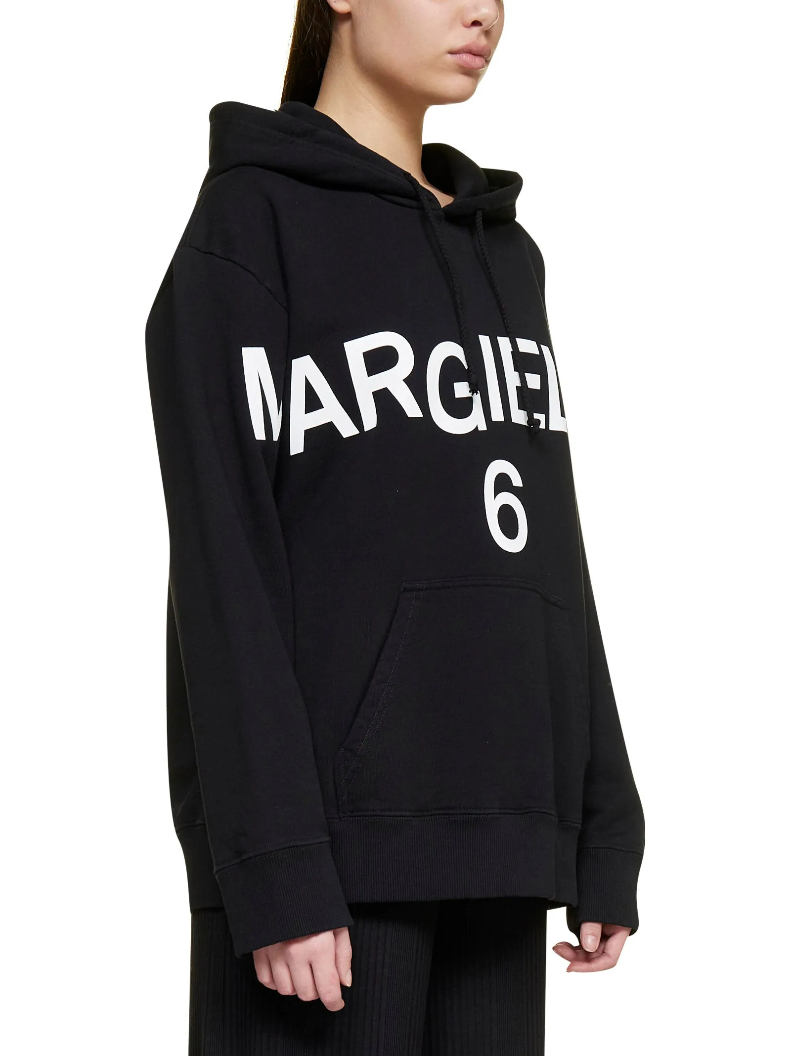 MM6 Maison Margiela Logo Printed Drawstring Hoodie