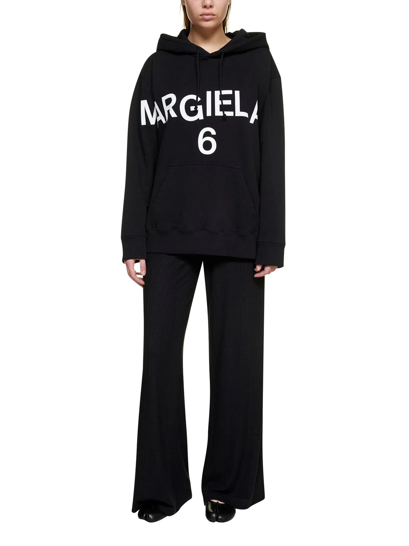 MM6 Maison Margiela Logo Printed Drawstring Hoodie