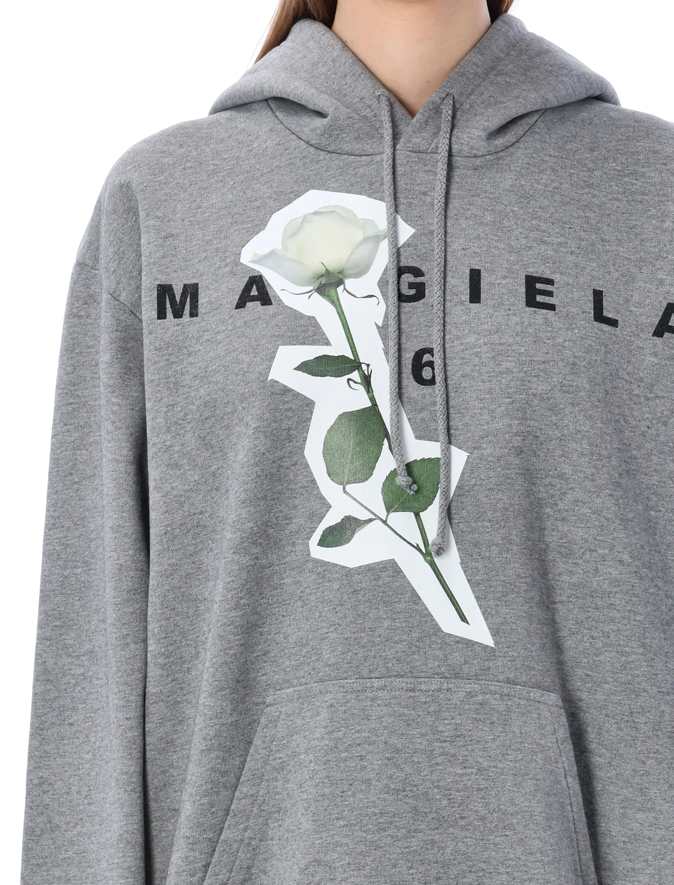 MM6 Maison Margiela Logo Printed Drawstring Hoodie
