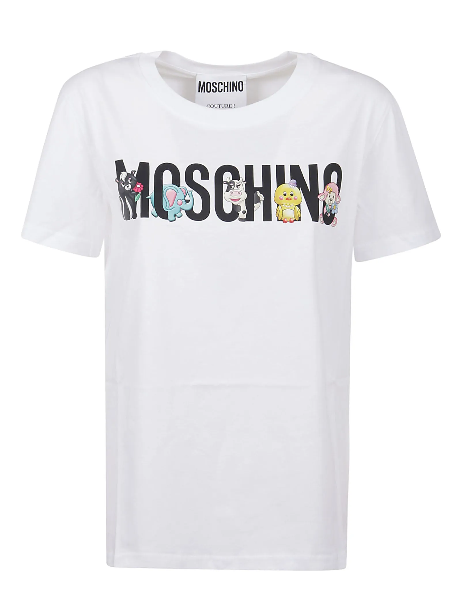Moschino Calico Animals Logo-Printed Crewneck T-Shirt