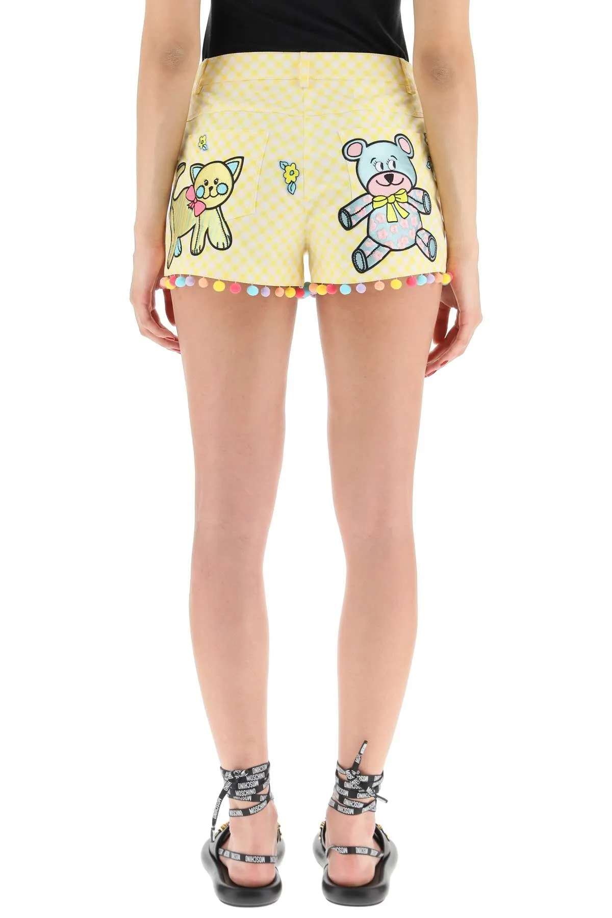 Moschino Cartoon Animal Patched Gingham Shorts