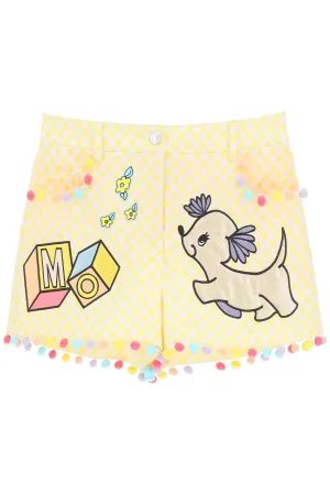 Moschino Cartoon Animal Patched Gingham Shorts