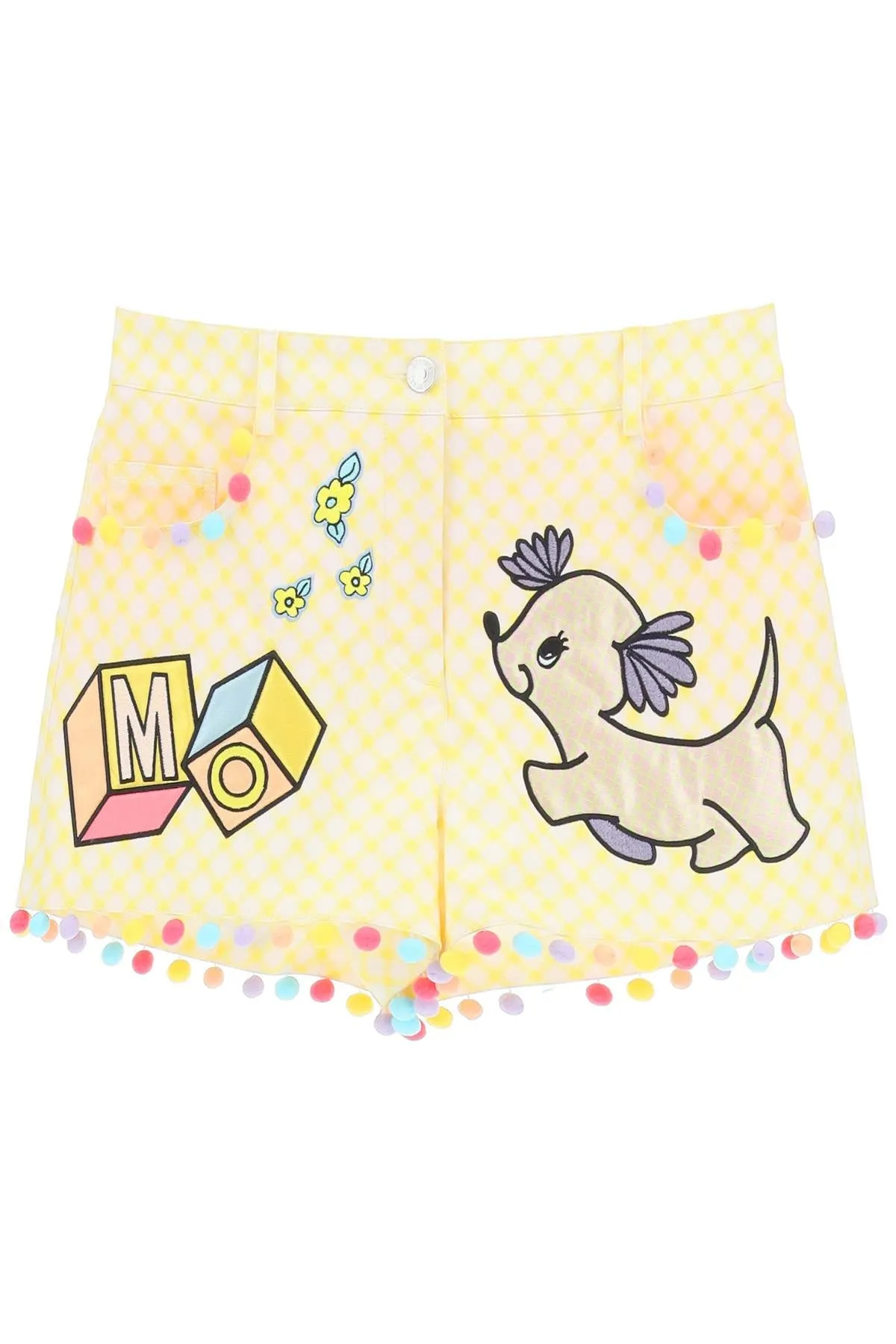 Moschino Cartoon Animal Patched Gingham Shorts