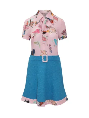 Moschino Graphic Printed Belted Mini Shirt Dress