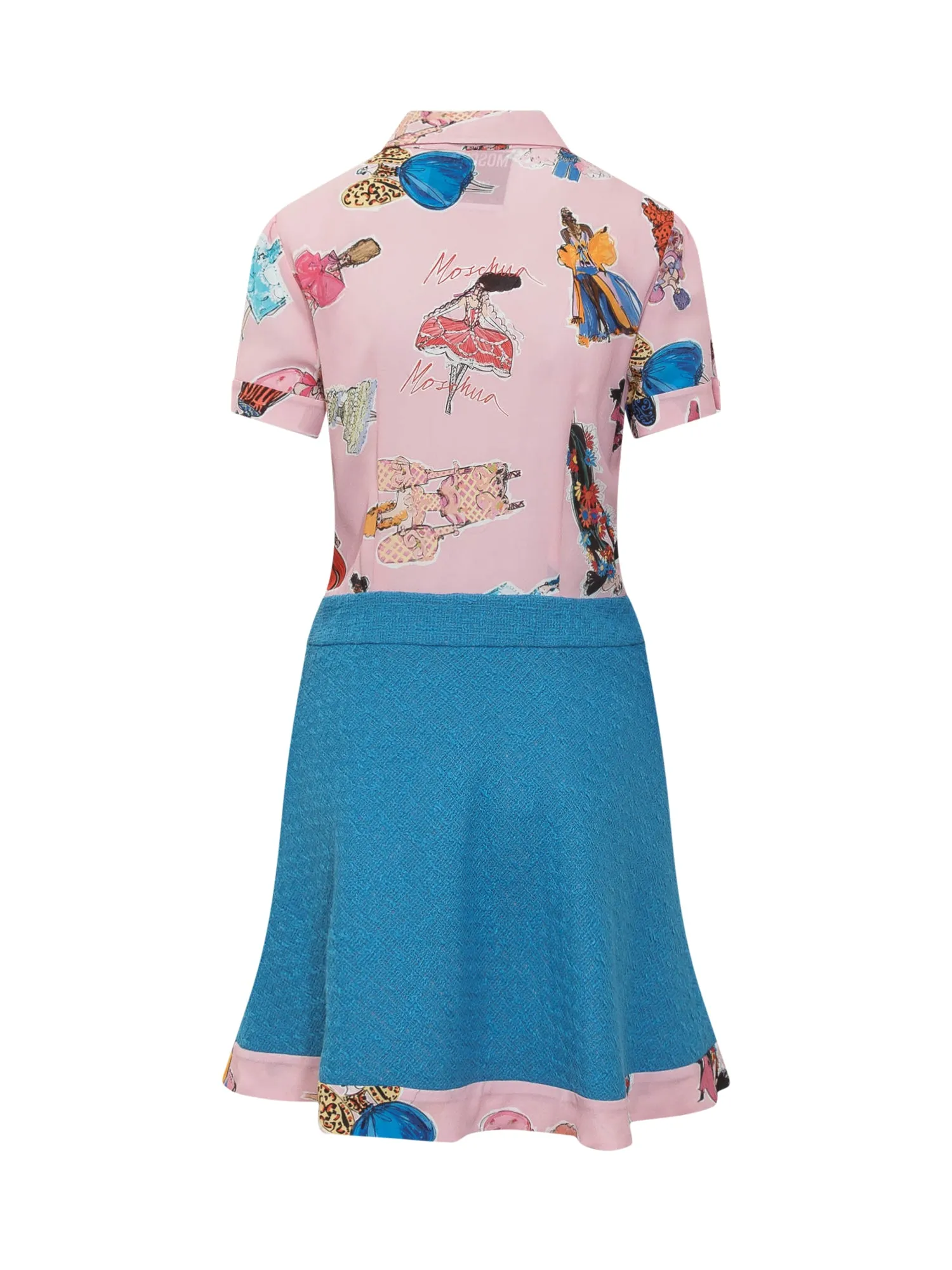 Moschino Graphic Printed Belted Mini Shirt Dress