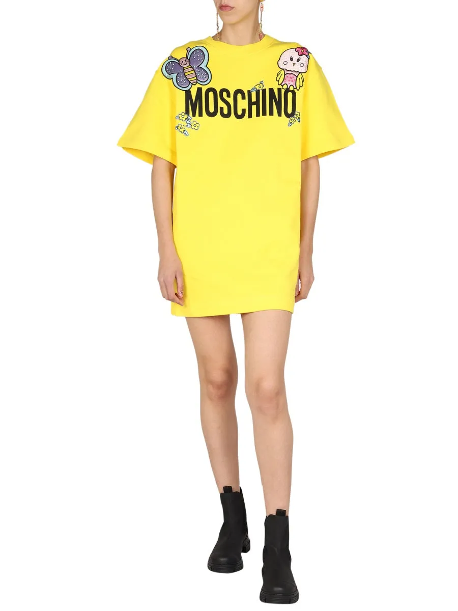 Moschino Logo Print Patch Detail T-Shirt Dress