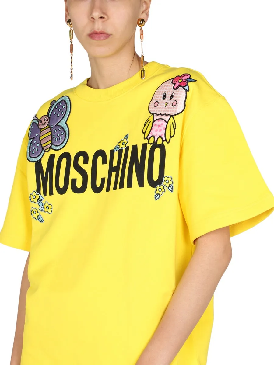 Moschino Logo Print Patch Detail T-Shirt Dress
