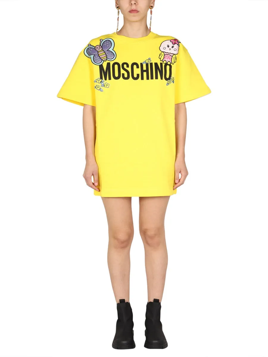 Moschino Logo Print Patch Detail T-Shirt Dress