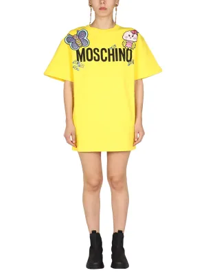Moschino Logo Print Patch Detail T-Shirt Dress
