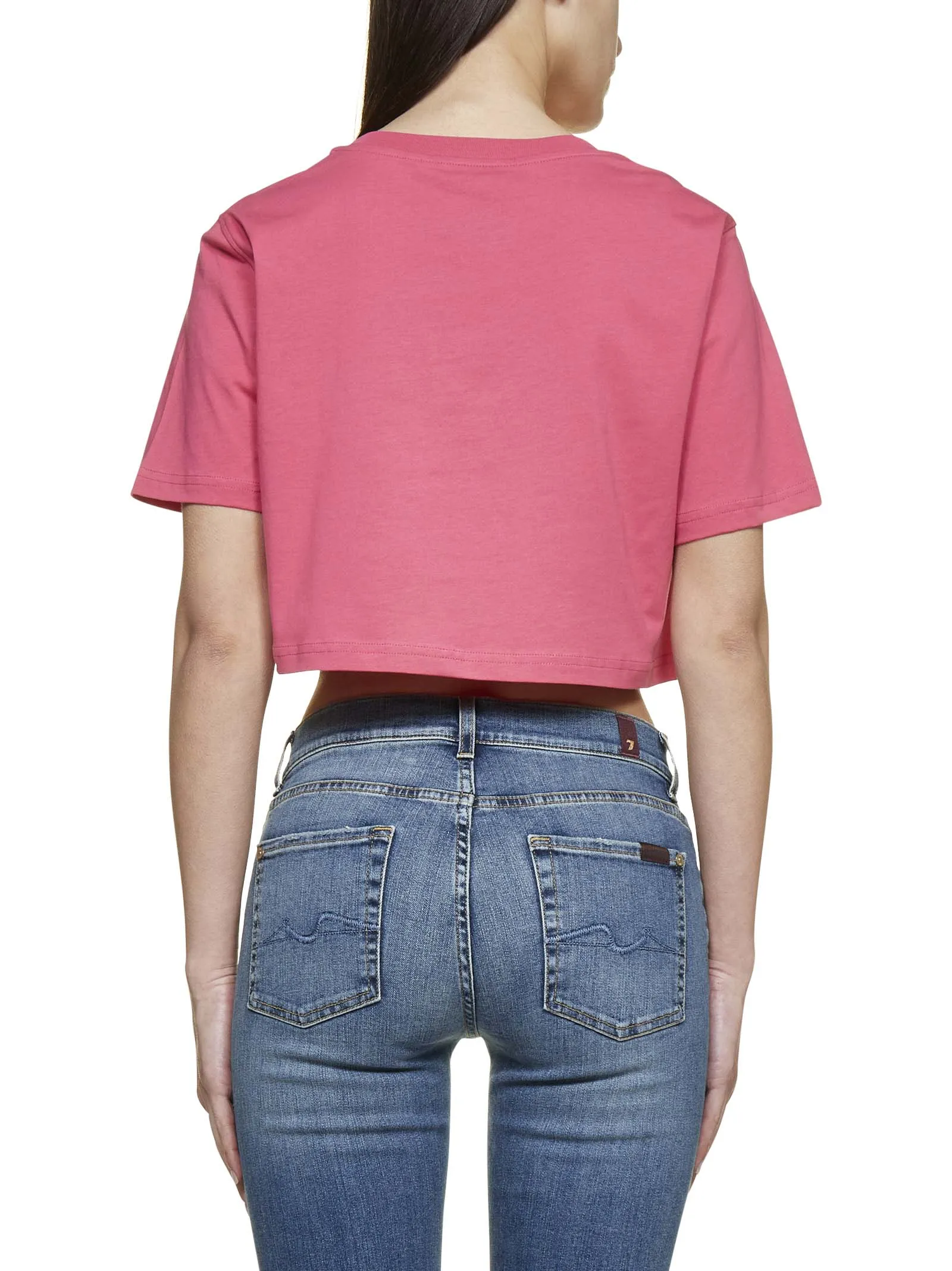 Moschino Logo Printed Crewneck Cropped T-Shirt